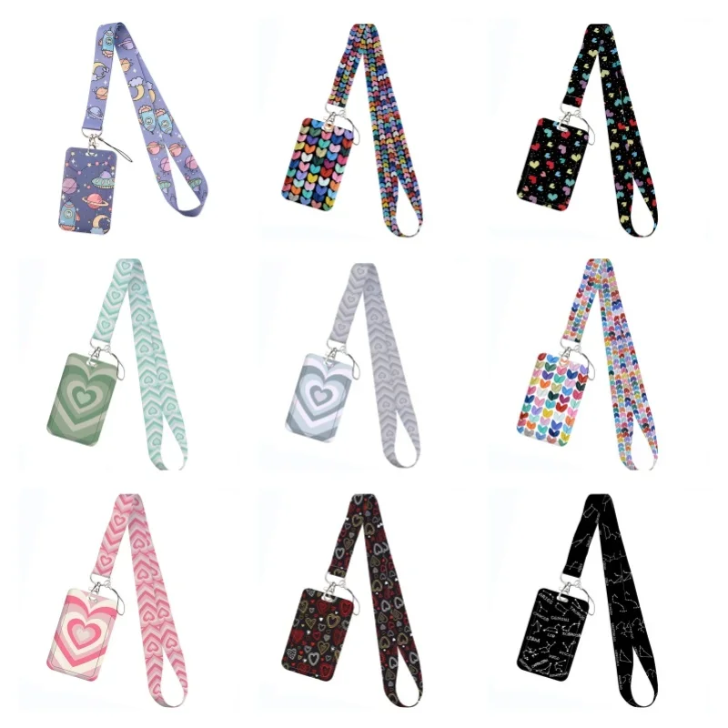100 Styles Love Marble Pattern Keychain And Pass Card Holder