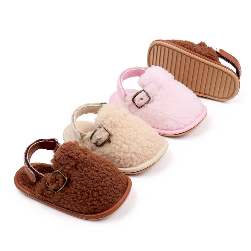 

Infant Newborn Baby Slippers Toddler Girls Boys Prewalker Trainers First Walker Fur Winter Warm Baby Anti-slip Crib Shoes