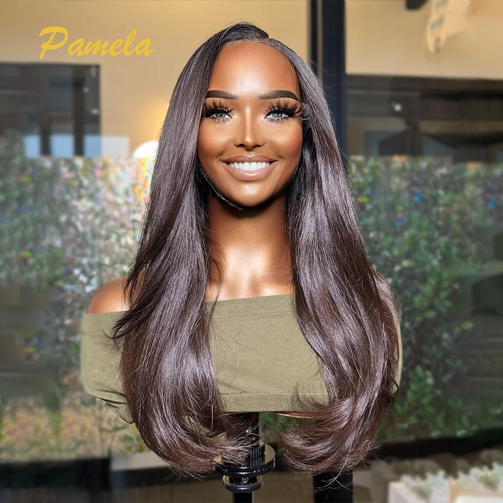 300% Density Glueless Wig Human Hair Straight 13X6 Transparent Lace Frontal Glueless Wig Bleached Knots For Woman Ready To Wear