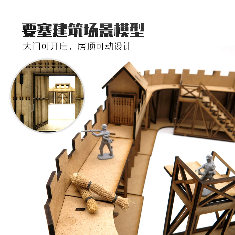 1/72 Fortress Building Assembled Model Legion Camp Wooden DIY Scene Decorations Handmade Gifts 2