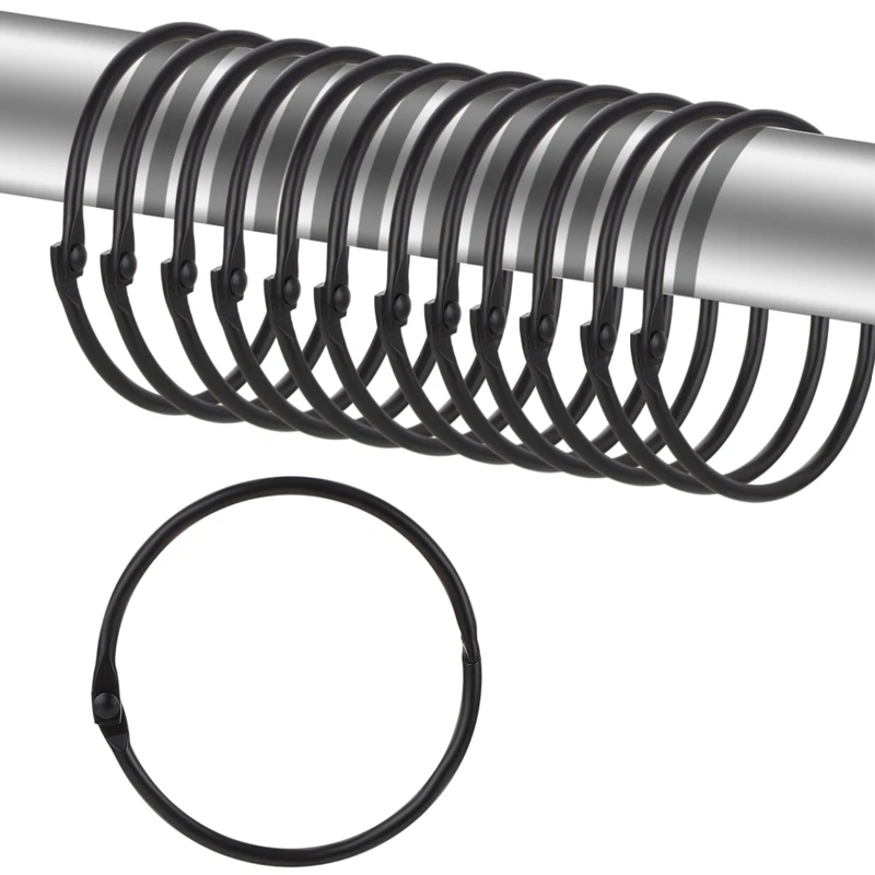 12 pieces Curtain O-Rings Multifunctional Purpose Decorative Metal Shower Curtain Rings Rustproof Iron Bath Drape Loop Smooth