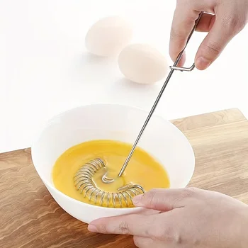 Frullino per le uova a molla in acciaio inossidabile Frullatore per salsa Mini frusta Montalatte Schiumatore Strumenti di cottura creativi Accessori da cucina 1