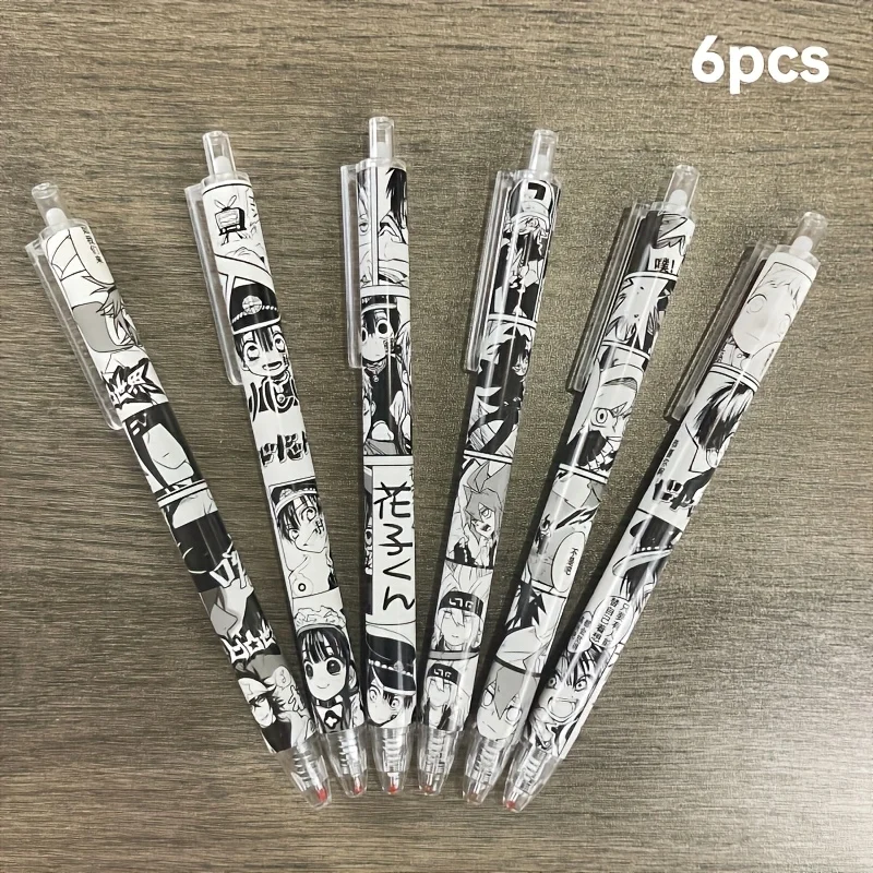 2 scatole da 12 penne con disegni casuali, a tema anime, punta di medie dimensioni, inchiostro nero a base d'acqua, plastica resistente, cancelleria per ufficio e scuola, penne retrattili, stile carino - immagine 3