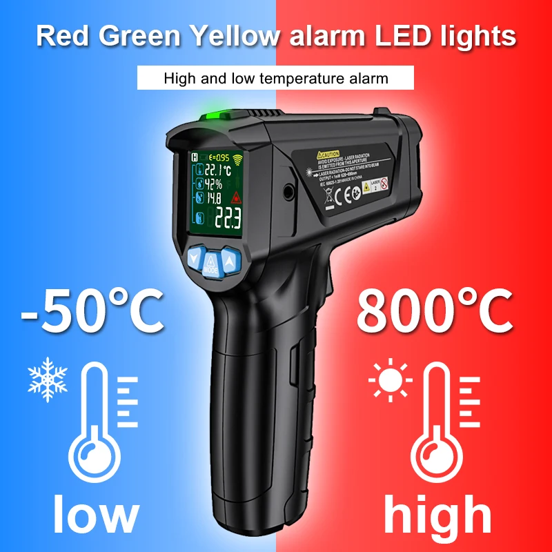 NJTY Non-Contact Digital Temperature Gun Infrared Thermometer -50°C~600°C  with Emissivity Function IR Thermometer for Industrial - AliExpress