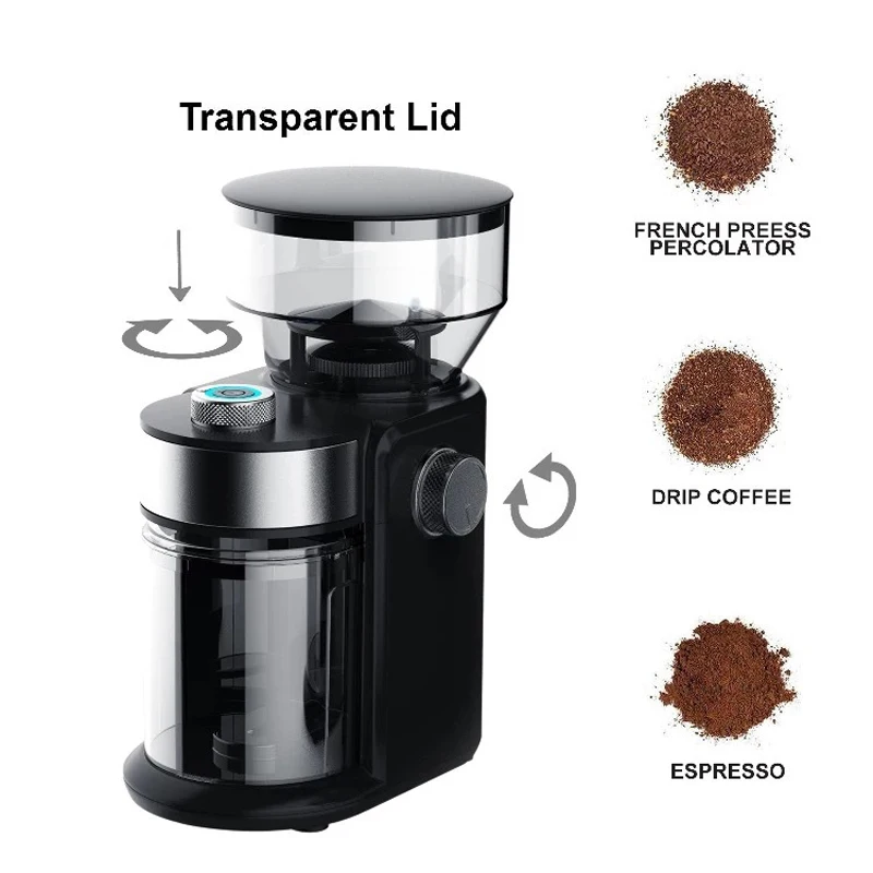 Electric Burr Coffee Grinder, Coffee Bean Grinder with 18 Precise Grind  Settings, 2-14 Cup for Drip, Percolator, French Press, Espresso and Turkish  Electric Coffee Makers, Black 