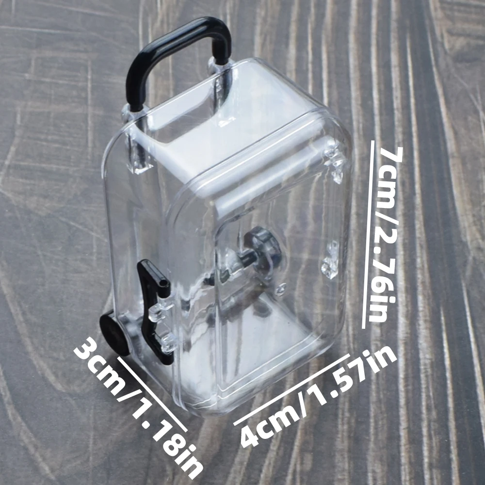 Mini Desk Organizer Trolley Case Shape Paper Clip Storage Box Holder Tiny Transparent Plastic Trunk Ornaments Office School 6