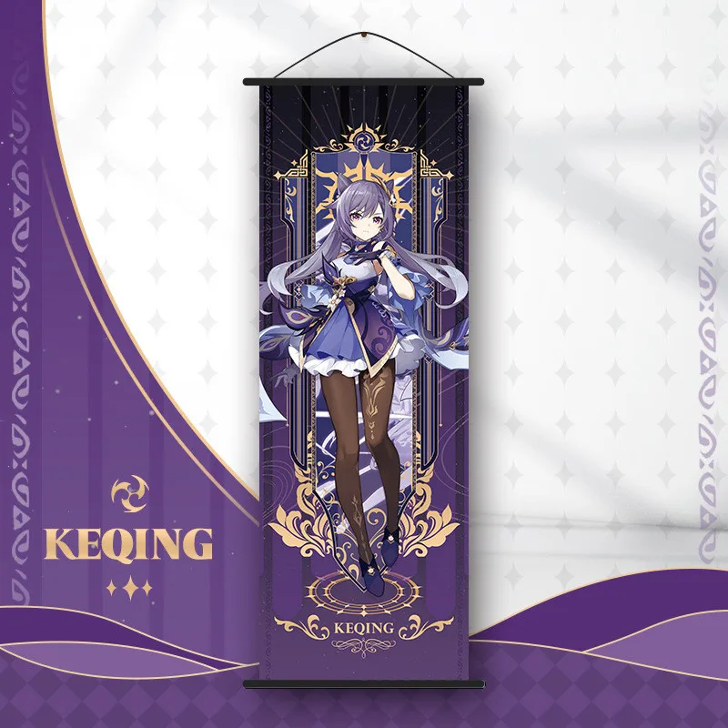 Genshin Impact Scroll Canvas Painting - Anime Wall Art Home Decor