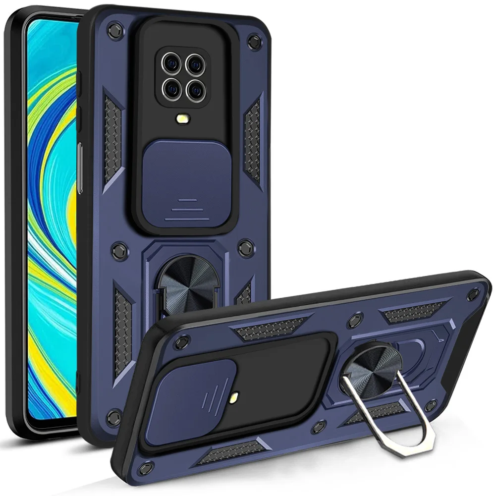 Slide Camera Lens Protective Case for Xiaomi Redmi Note 9 Pro 9T 9S Note9 Car Holder Magnetic Armor Shockproof Bumper Case Cover 2