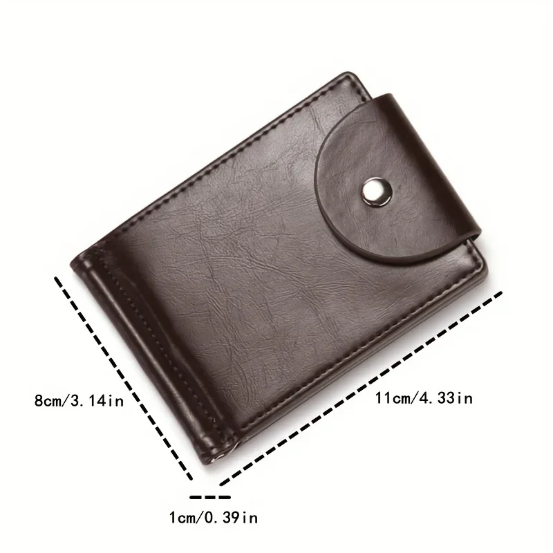 Men's Money Clip Luxury Simple Slim PU Leather Wallet Zipper Coin Purse Money Clip Credit Card Holder
