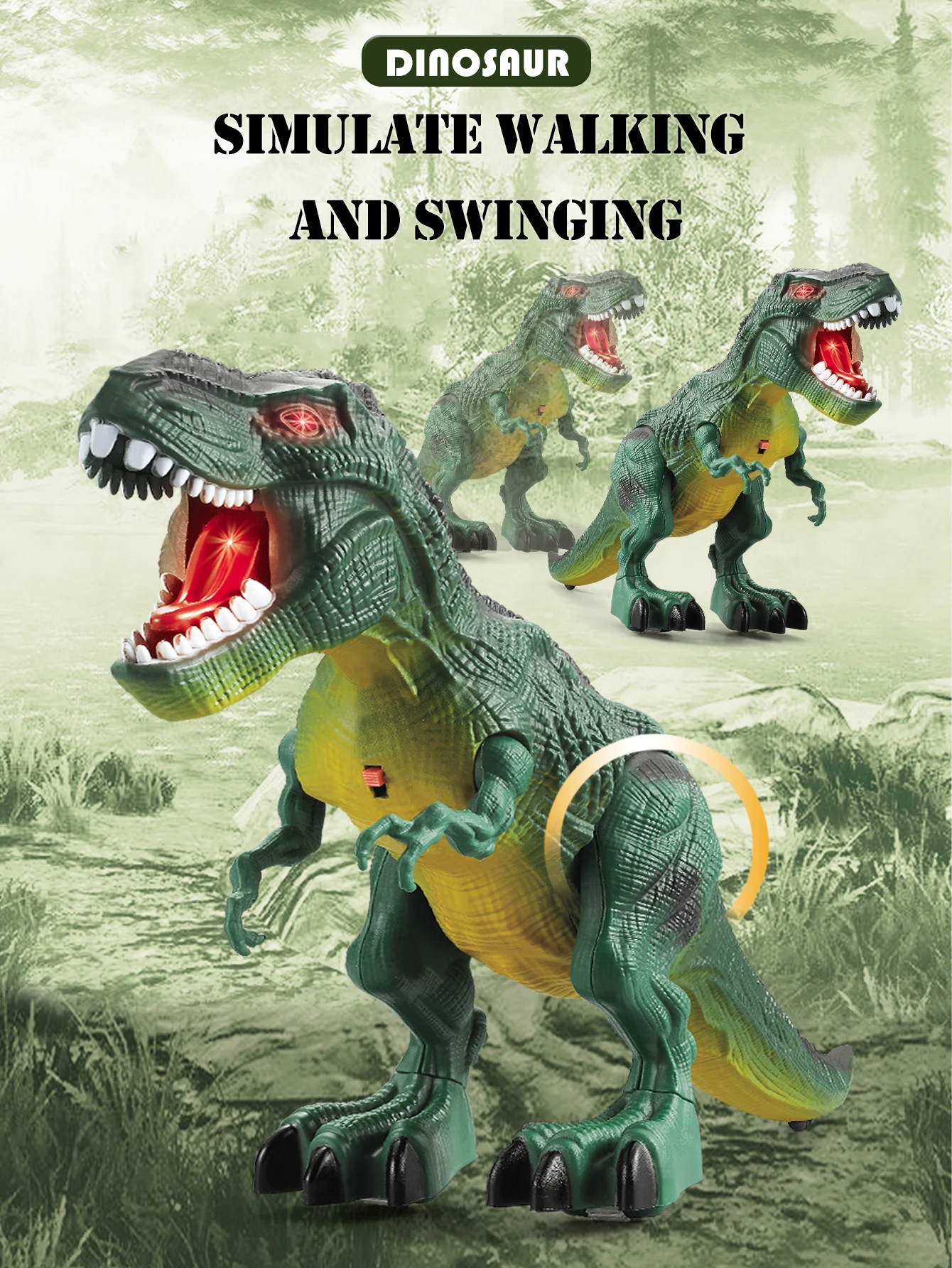 Dinosaur Toys Kids 3+ Electric Audiovisual Dinosaur Model Electronic Walking Robot Toy Not Include Battery