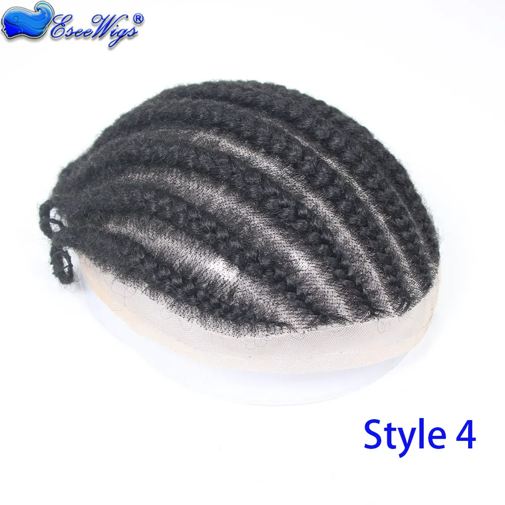 8 Cornrow Braids Afro Braids Male Hair Prosthesis V Eight Strand Braids Toupee for Men and Women Breathable Full Lace Human Hair