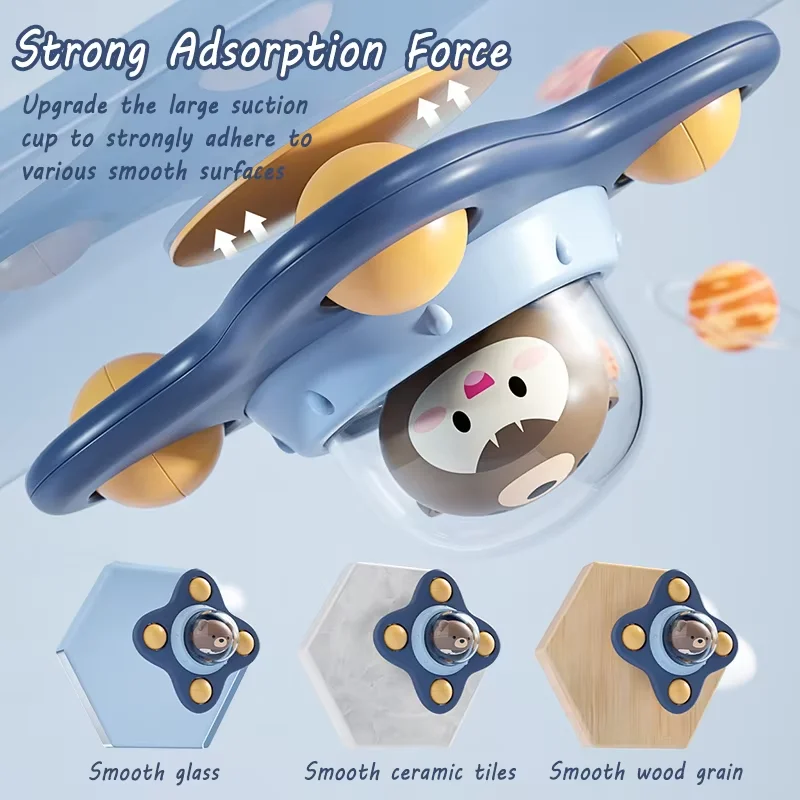  몬테소리 스핀 컵 탑 목욕 장난감 스피너 흡입 감각 목욕 빨판 장난감 딸랑이 회전 조기 교육용 피젯 장난감