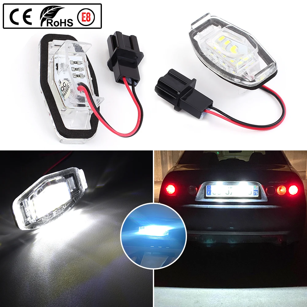 

For Honda Civic Sedan Pilot Accord Sedan Odyssey Acura MDX RL TL TSX RDX ILX LED Number License Plate Light Lamp White 2PCS