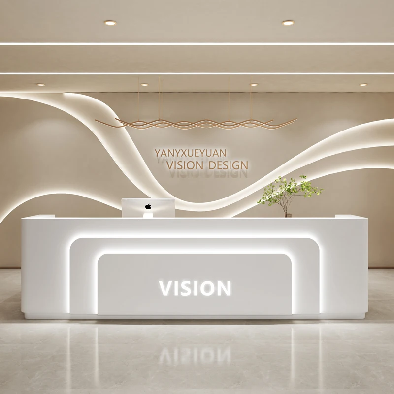 

Executive Reception Nail Desk White Office Modern Premium Parental Desk Front Luxury Rezeption Desk Beauty Office Furniture