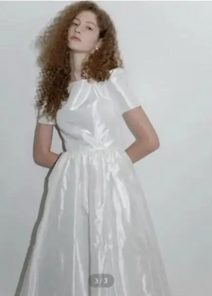 OLOEY Simple A Line Taffeta Wedding Dresses Korea Photoshoot Short Sleeves Bateau Neck Ankle Length Bridal Gowns Formal Party 3
