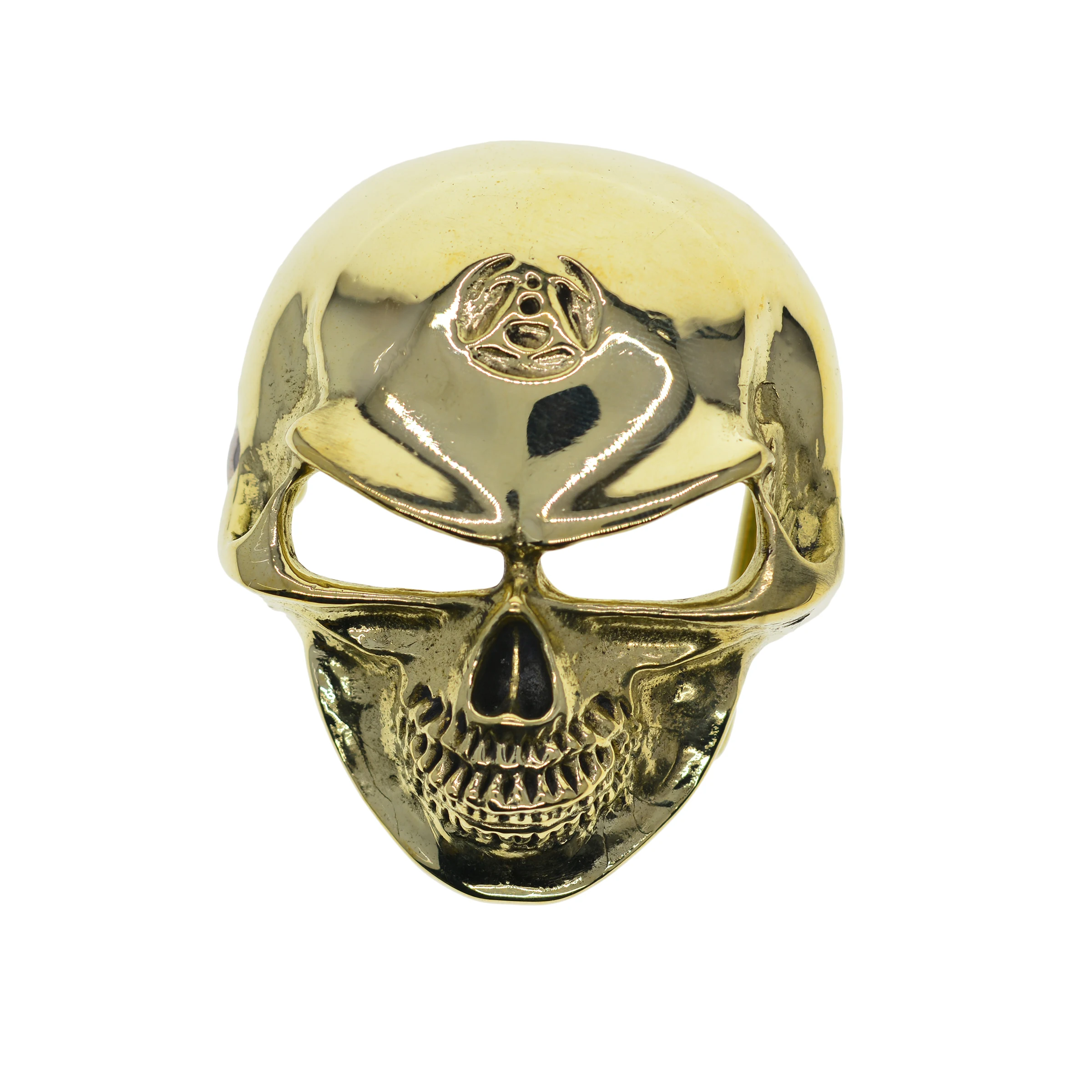

Fine mirror polished super fine viking Punk biker 3D craved skull solid vintage brass pin lock belt buckle for 1.5inch belt