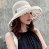 Women's Sunshade Hat Portable Folding Wide-brimmed Hat For Travel Camping Fishing Spring Summer UV Resistant Large Eave Hat 1