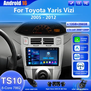 Android 16 para Toyota Yaris Vizi 2005 2006 2007 -2012 reproductor Multimedia Carplay de DVD para coche Radio estéreo navegación GPS para coche WIFI 1