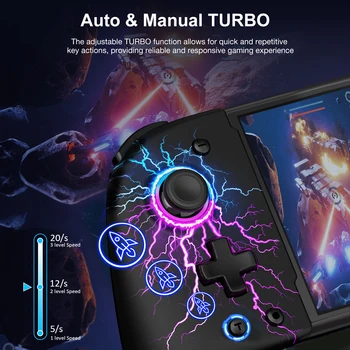 For Nintendo Switch/OLED Controller Hall Effect Wireless Switch Controller One-Piece Switch Joypad with RGB&1000mAh Battery 2