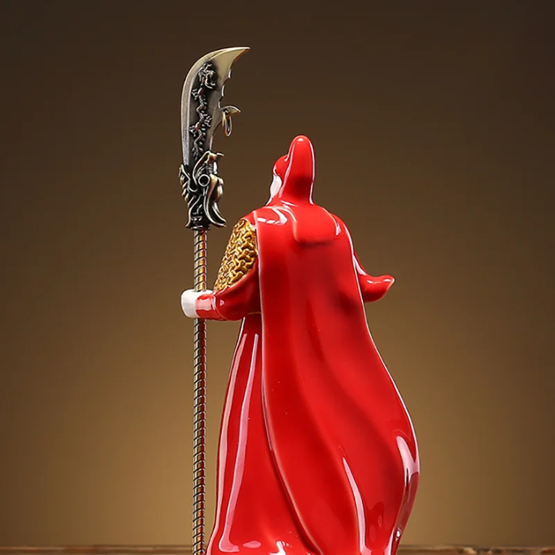 Chinese Guan Gong Statue, God of Wealth & Warrior Figurine, Ceramic Decoration for Home Office Desk, Blessing for Fortune
