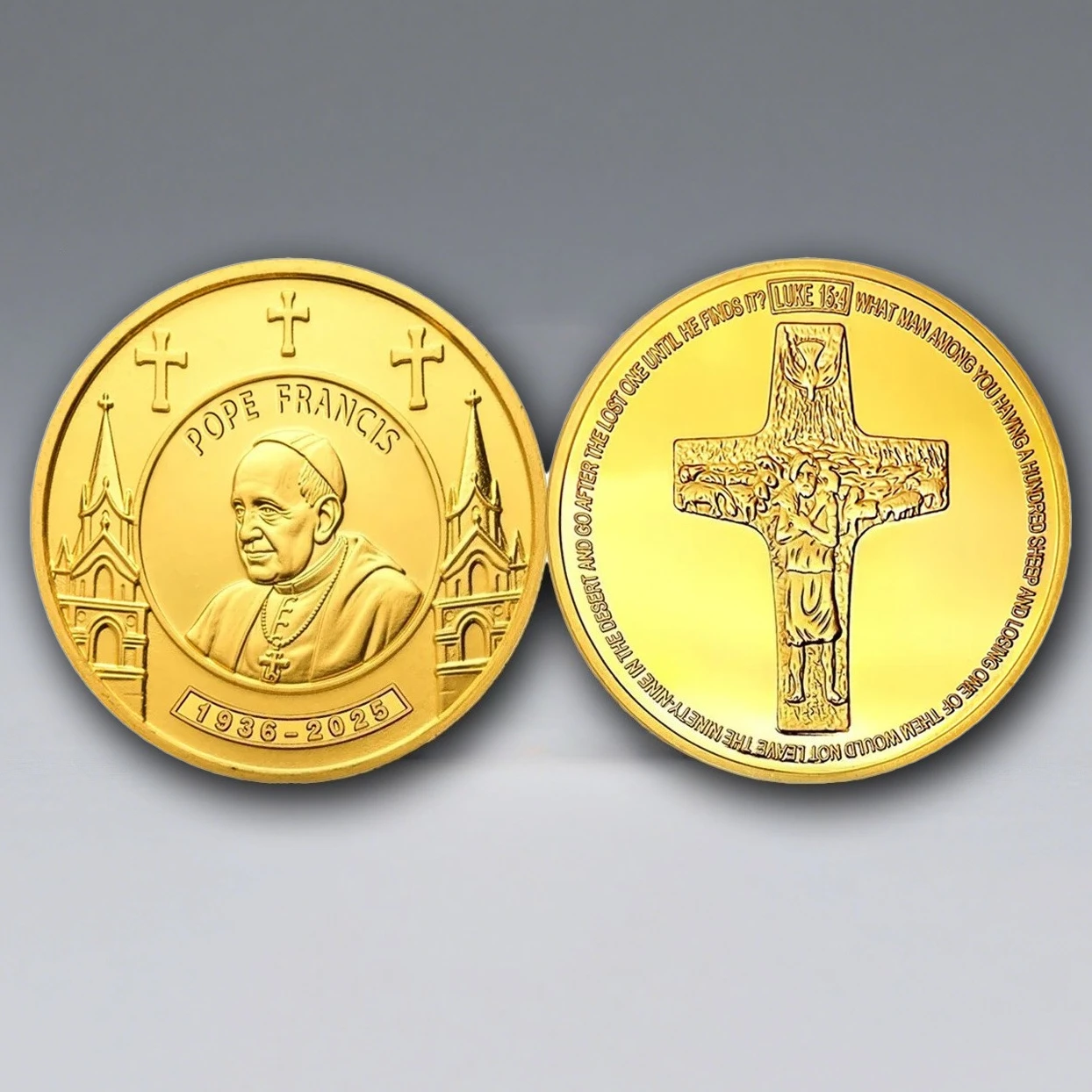 Gold-Plated Pope Francis Collectible Souvenir Coin - Creative Gift Edition