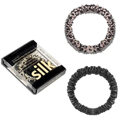2PCS Set: Premium Natural Silk Hair Scrunchies - Solid Color Hair Accessories (12)
