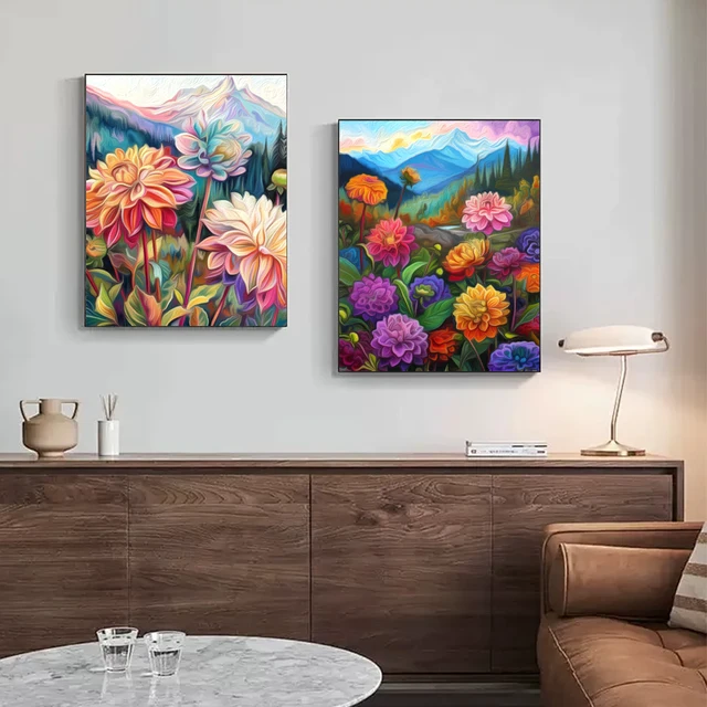 SDOYUNO-Diy peinture par numéros, fleurs, artisanat d'art, artisanat, fait à la main, Kit de peintures acryliques, marqueurs de couleur, numérique, tableau d'art mural 2