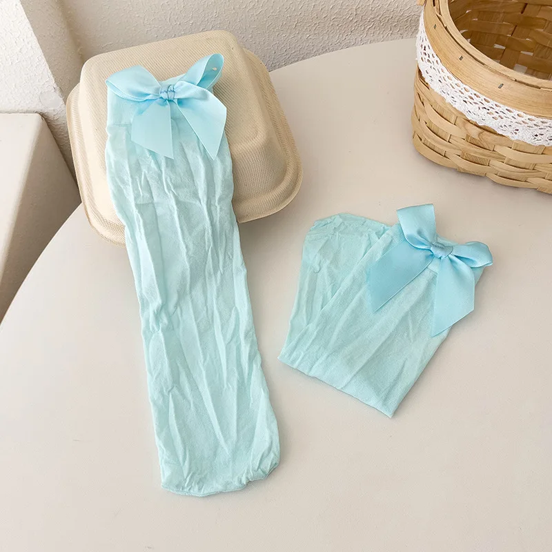 Girls' Bow Socks Spring/Summer Thin Velvet Stacked Socks Summer Mesh Baby Knee Socks 5
