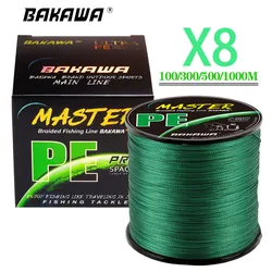 BAKAWA X8 Pe Braided Fishing Line Pesca Carp Multifilament Fly Wire Japanese Saltwater 1000M 500M 300M 100M 22LB-90LB