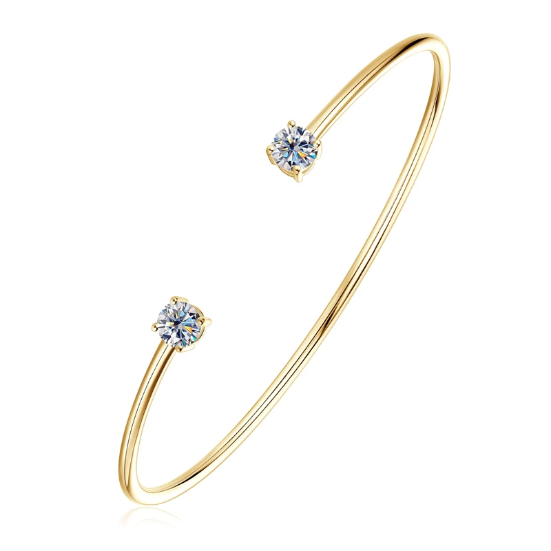 925 Sterling Silver Bracelet 5mm 0.5CT D VVS1 Moissanite Bangle Cuff for Women Hand Opening Cuffs Fine Jewelry Gifts