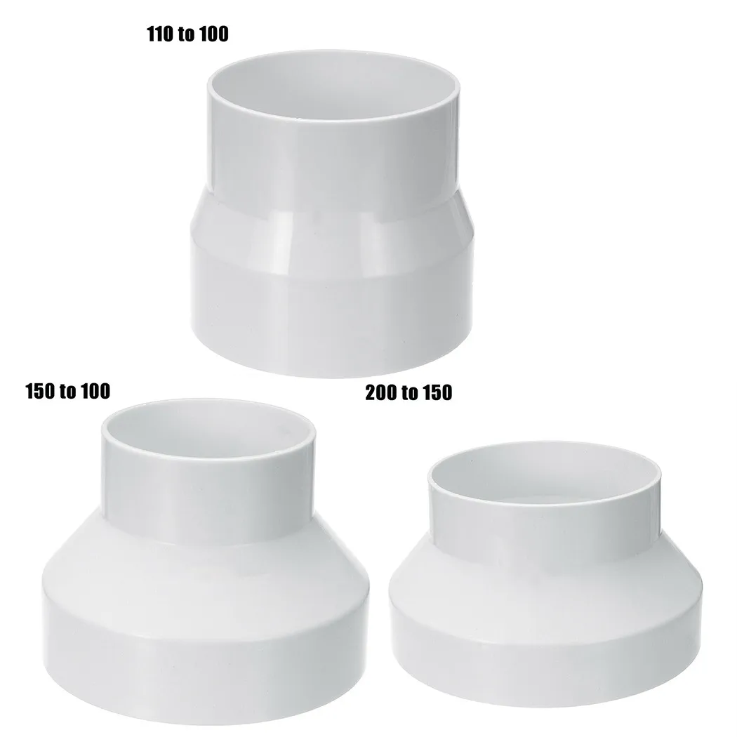 110 To 100/150 To 100/200 150 mm Ventilation Pipe Reducer Adapter Pipe Fittings ABS for Air Ventilation Systems Vents Parts ventilation pipe reducer