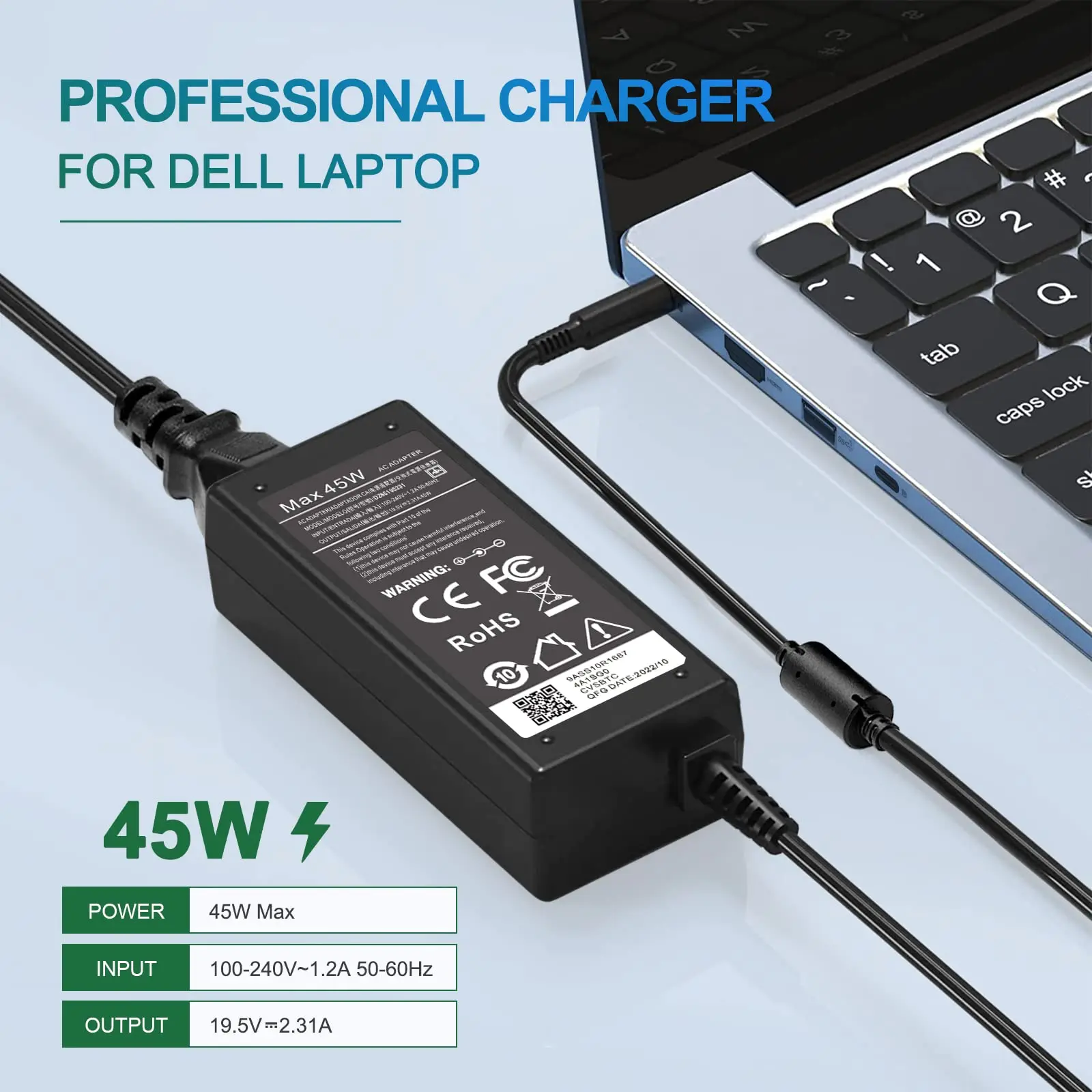 65W Charger For Dell Laptop Charger AC Adapter For Dell Inspiron 15 3000 5000 Series Laptop Power Supply Cord power adapter laptop charger
