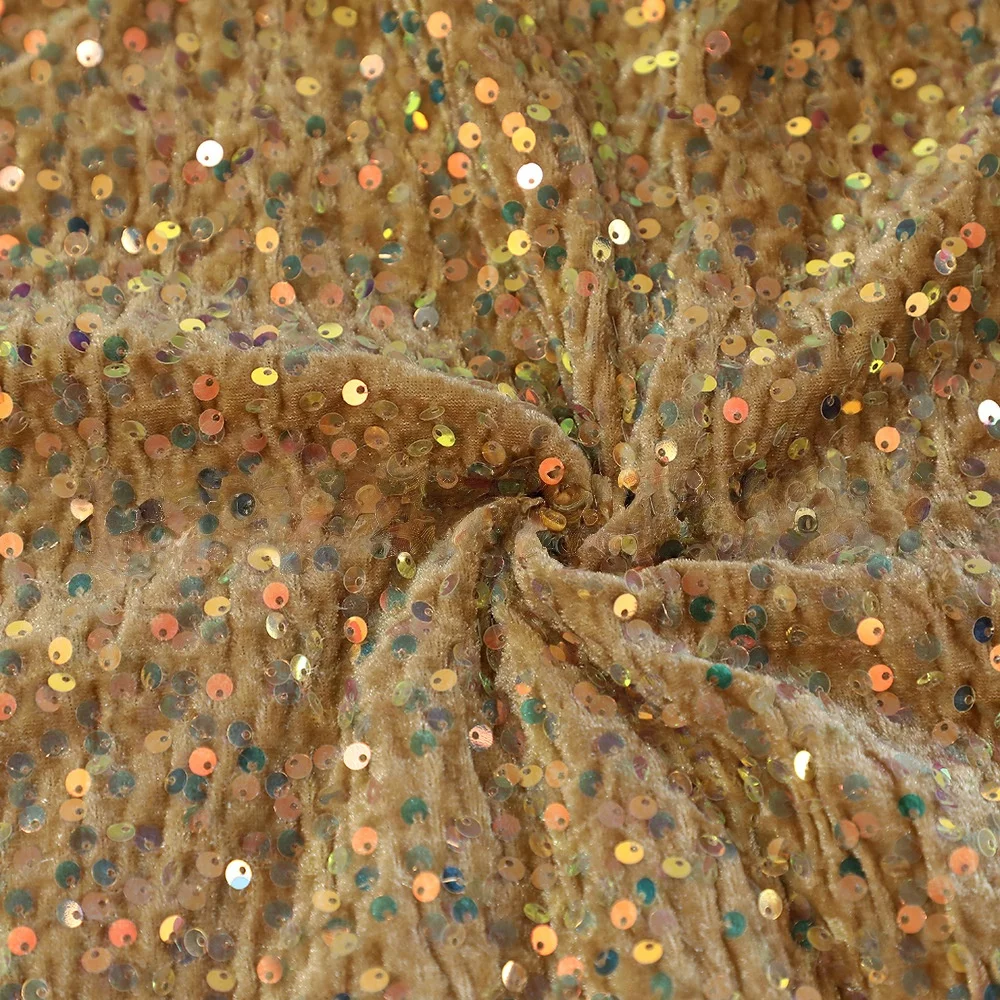 Vibrant Multicolor Sequined Embroidered Velvet Fabric