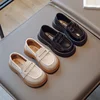 Girls Leather Shoes for Party Wedding Slip-on Simple Solid Black Kids UK Uniform School Shoes Children Loafers 2023 Four Season 1
