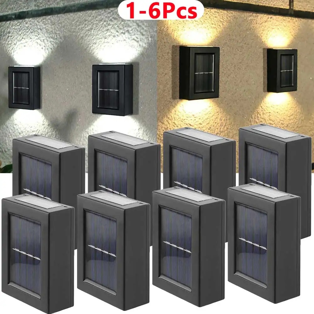 1-6Pcs Solar Light Outdoor Up Down Wall Washer Light Waterproof Solar Lamp for Garden Street Landscape Balcony Yard Porch Decor