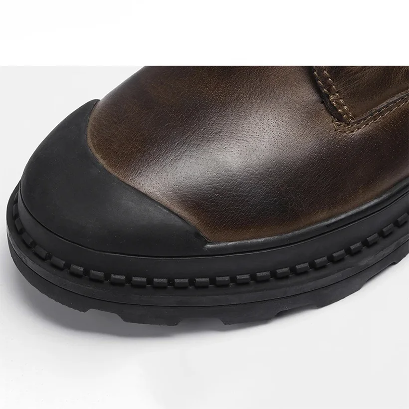 جلد البقر الطبيعي الرجال أحذية الشتاء اليدوية الرج...