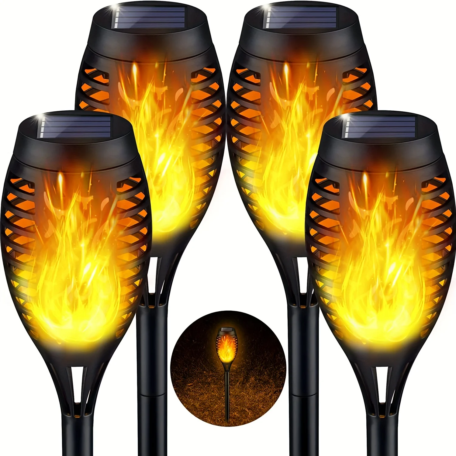 

4/8/12pcs Solar Lights, Outdoor Solar Torches Light For Garden Decor, Waterproof Decorative LED Solar Lights For Outside Pathway