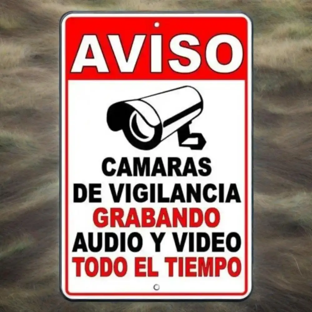 스페인어 Aviso 금속 간판 SS09 | 24시간 오디오-비디오 감시(보안 인식) - AliExpress, image size:1000x1000