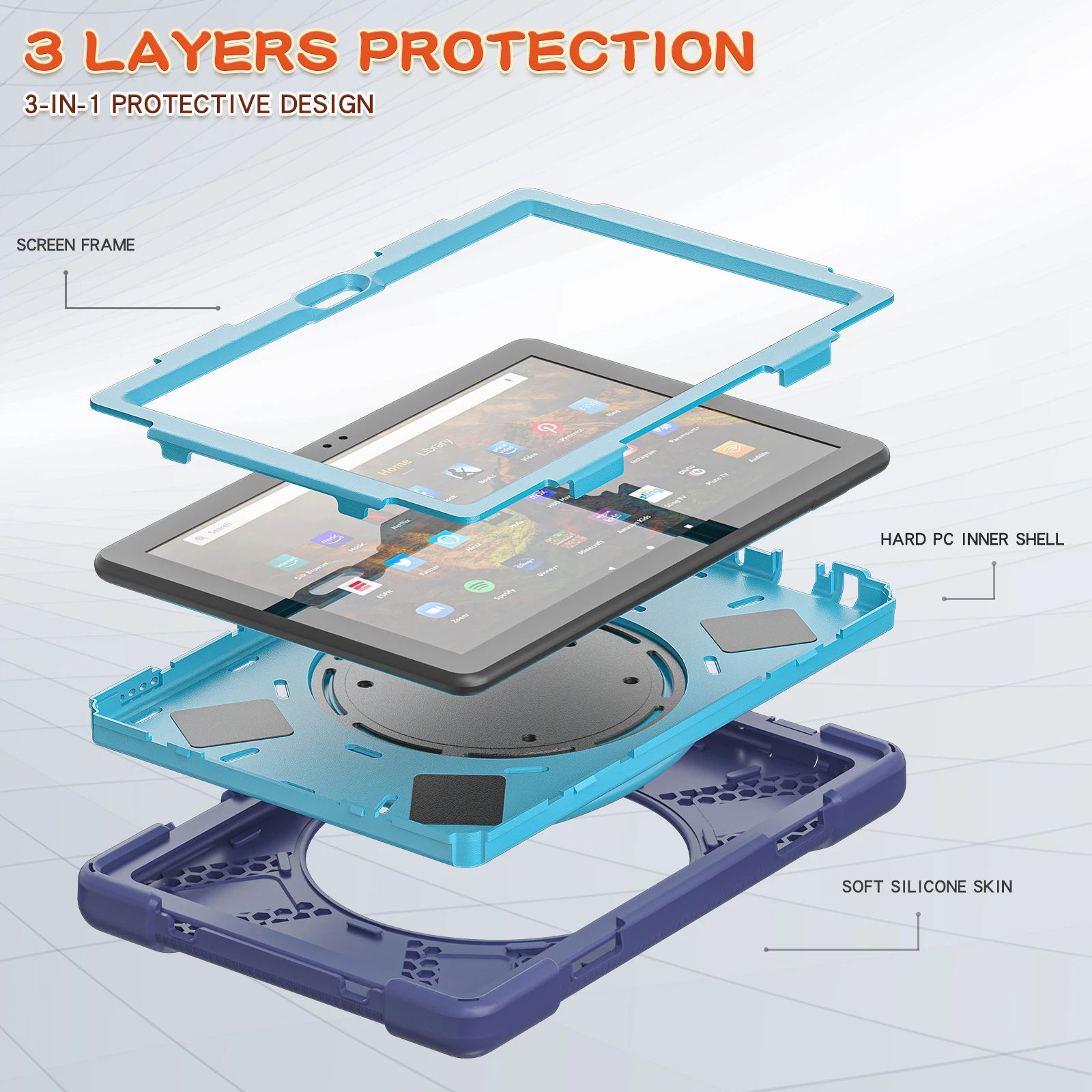 Heavy Duty Shockproof Case with 360° Rotatable Handle Grip