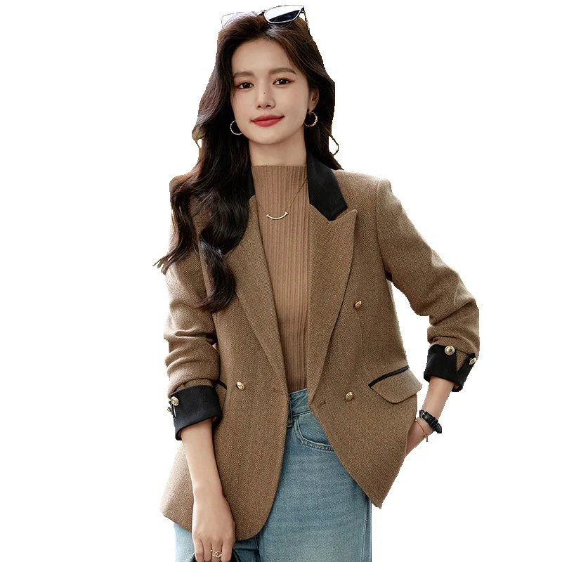 

Women's Notched Workwear Coat Classic Designer Blazer Slim Fitting Sigle Button Tops Chic Thick Suit Autumn And Spring 2024