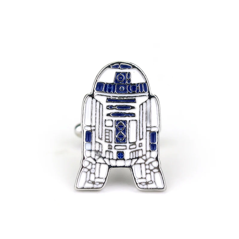 Disney Movie Jewelry Star Wars Robot R2-D2 Cufflink Men Women Shirt Cuffs Fashion Jewellery Accessories for Fans Quality Gifts crystal cufflinks