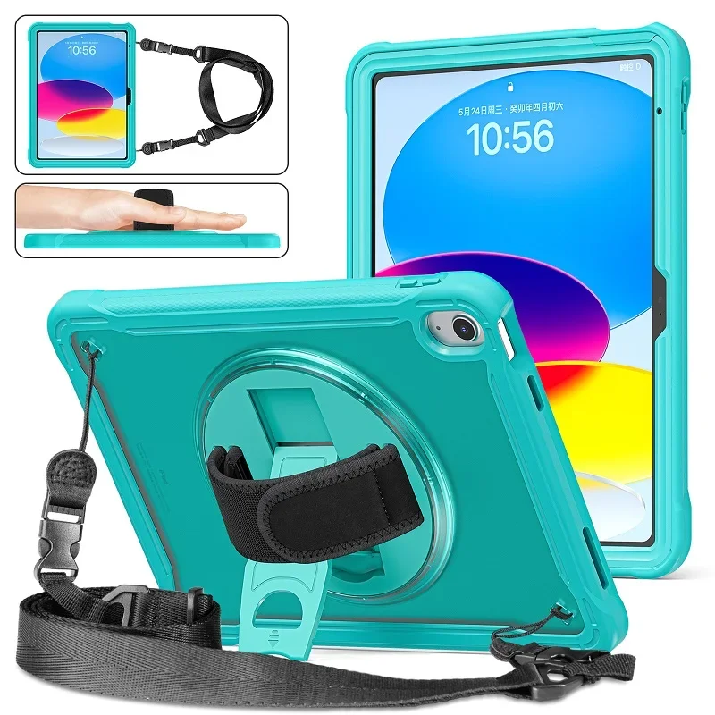 Heavy Duty Shockproof Rugged Tablet Case with Strap