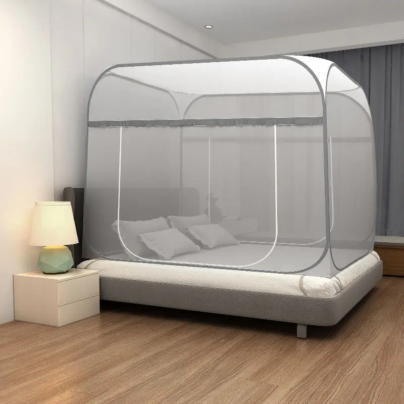 Minimalist Style Square Top Large Space Home Mosquito Net Mongolian Yurt Double Bed Mosquito Net