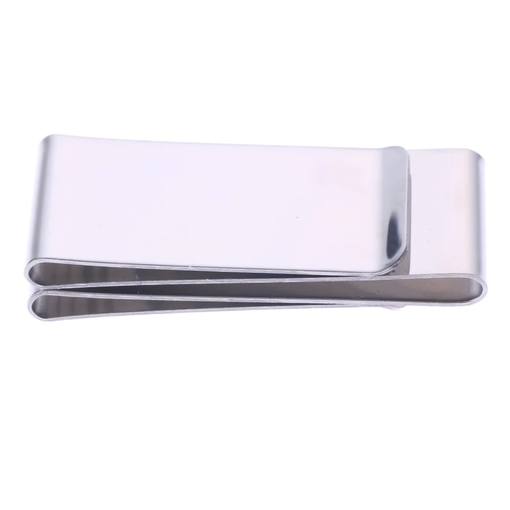 Clip de billetera de acero inoxidable de doble cara de plata, 4 pliegues, Clips de Metal para tarjetas de crédito, soporte de dinero, abrazadera de Metal para dólares