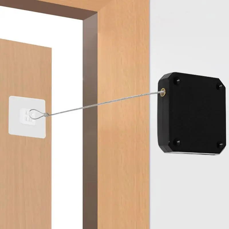 Automatic Sliding Screen Closer No-Punching Retractable Storm Door Closure Tool With 1.2m Steel String For Bathroom