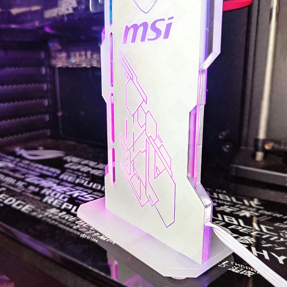Customizable VGA Bracket ARGB Vertical GPU Holder White PC Video Card Support Chassis Water Cooler MOD 5V 3Pin AURA
