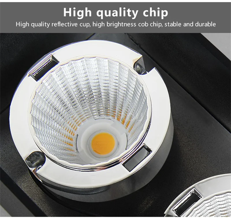 Square Surface Dimmable LED COB Downlight 7W 9W 12W 15W 18W AC110V 220V indoor lighting No opening LED Ceiling Spot lights