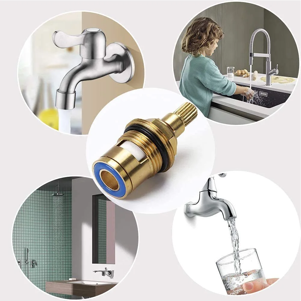 Faucet Cartridge 1/2" 20 Teeth Universal Replacement Tap Valves Brass Ceramic Cartridge Inner Faucet Valve Bathroom Kitchen