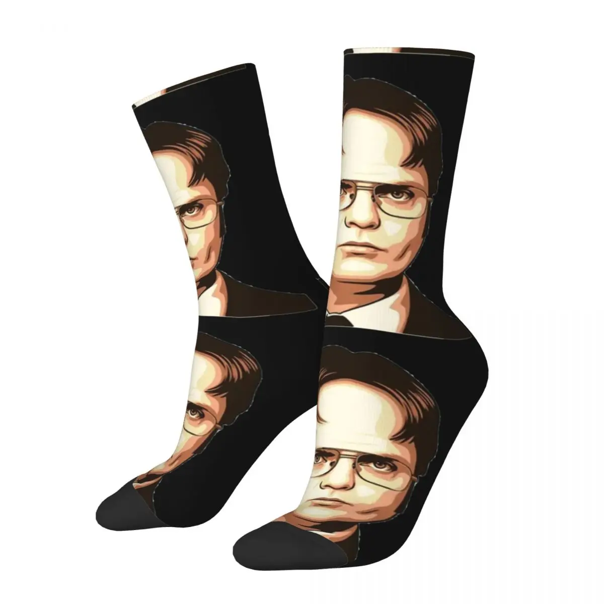 

Vintage Popular American Comedy Characters Crazy Men's compression Socks Unisex Dwight Schrute Harajuku Pattern Sock Boys Gift