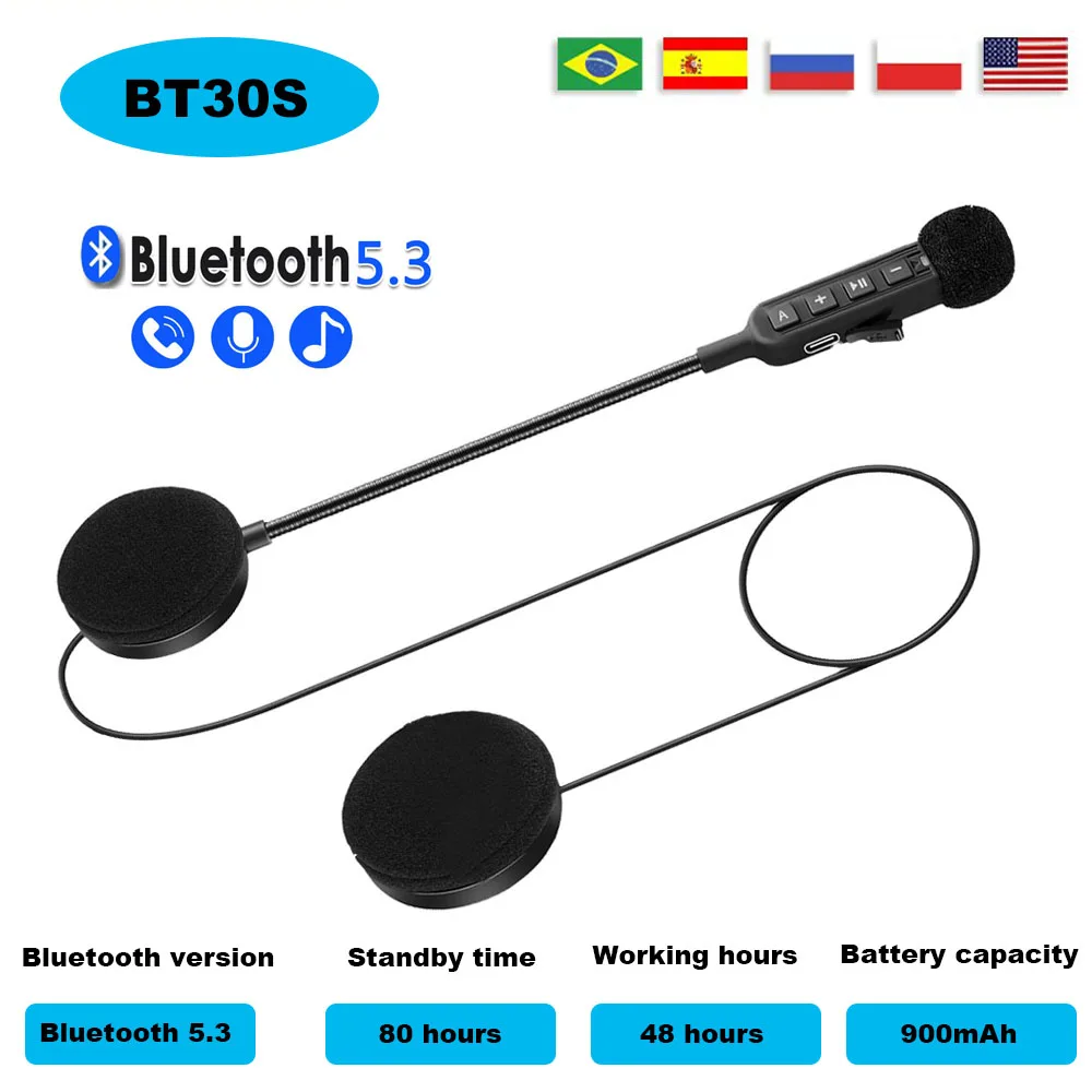 

Bluetooth 5.3 Motorcycle Helmet Headset Wireless Earphone Handsfree Call Kit Stereo Anti-interference for Rider MP3 Music Player